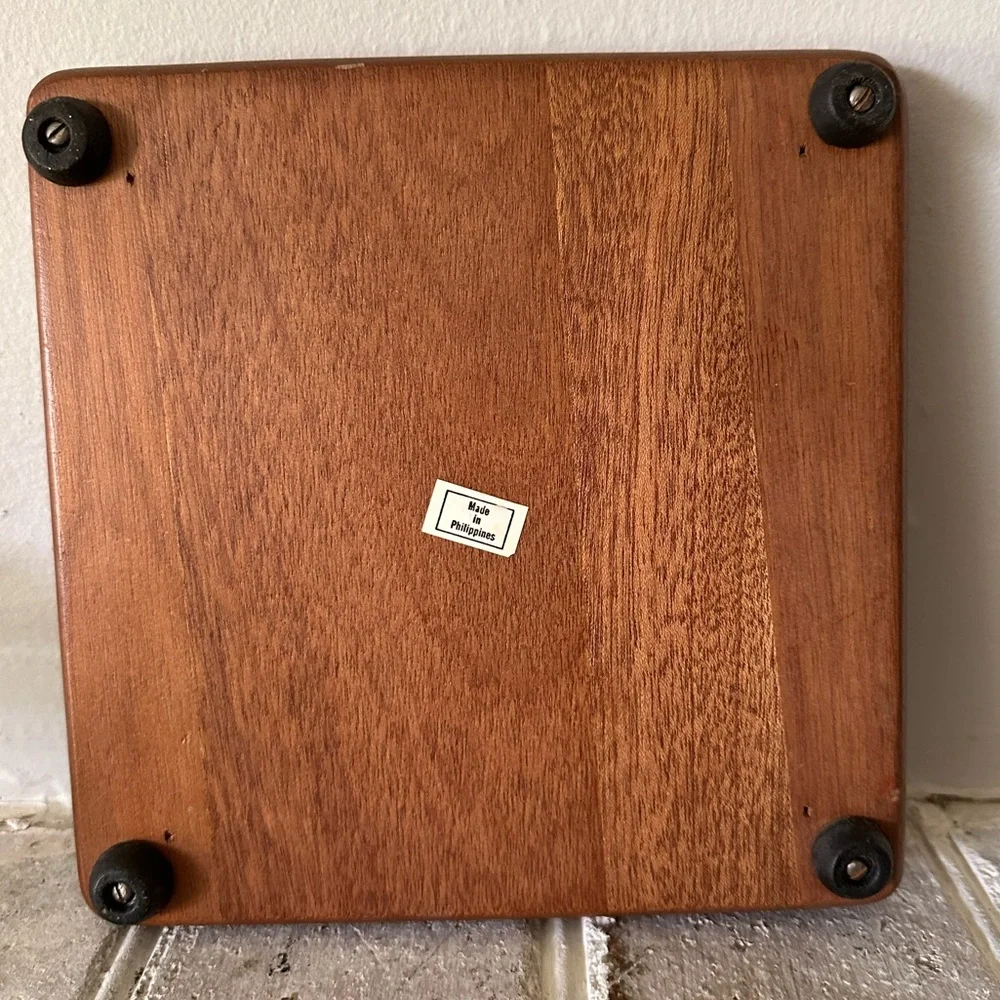 Rare Vintage Goodwood Teak Cheese Tray with Dome Lid